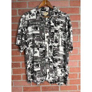 Panama Jack Mens Hawaiian Shirt Motorcycle Club Hawaii Button Up Short Sleeve XL